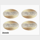 Moderne Gold Diamond Glitzer Imitats Fox Luxury Gl Ovaler Aufkleber (Blatt)