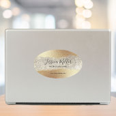 Moderne Gold Diamond Glitzer Imitats Fox Luxury Gl Ovaler Aufkleber