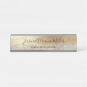 Moderne Gold Diamond Glitzer Imitats Fox Luxury Gl Schreibtischnamensplakette (Vorderseite )