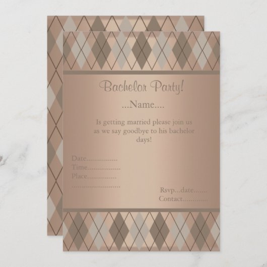 MODERNE GOLD DIAMONDS BACHELOR PARTY EINLADUNG (Vorne/Hinten)