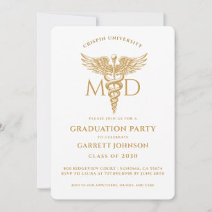 Moderne Gold Doctor Graduation Party Einladung
