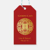 Moderne Gold Double Happiness Wedding No.3 Geschenkanhänger (Rückseite)