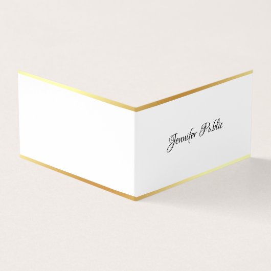 Moderne Gold Elegante Handschrift einfache Vorlage Visitenkarten (Vorderseite)
