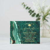 Moderne Gold Emerald Graduation Party Einladung Postkarte (Stehend Vorderseite)