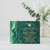 Moderne Gold Emerald Graduation Party Einladung Postkarte (Stehend Vorderseite)