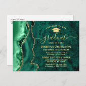 Moderne Gold Emerald Graduation Party Einladung Postkarte (Vorne/Hinten)