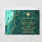 Moderne Gold Emerald Green Marble Graduation Party Einladung (Vorderseite)