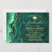 Moderne Gold Emerald Green Marble Graduation Party Einladung (Vorderseite)