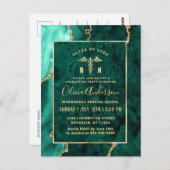 Moderne Gold Emerald RN Graduation Party Einladung Postkarte (Vorne/Hinten)