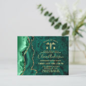 Moderne Gold Emerald RN Graduation Party Einladung Postkarte (Stehend Vorderseite)