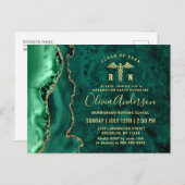 Moderne Gold Emerald RN Graduation Party Einladung Postkarte (Vorne/Hinten)
