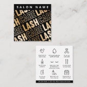 Moderne Gold Eyelash Extensions Lash Aftercare Car Quadratische Visitenkarte (Vorne/Hinten)