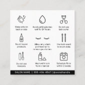 Moderne Gold Eyelash Extensions Lash Aftercare Car Quadratische Visitenkarte (Rückseite)