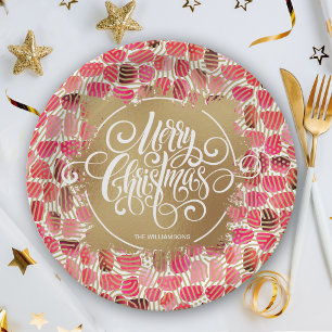 Moderne Gold-Faux-Folie Frohe Weihnachten Beere Pappteller