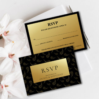 Moderne Gold Feather Wedding Meal Choice UAWG Einladung