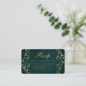 Moderne Gold Floral Green Wedding Rsvp Card Begleitkarte (Stehend Vorderseite)