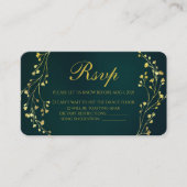 Moderne Gold Floral Green Wedding Rsvp Card Begleitkarte (Vorderseite)
