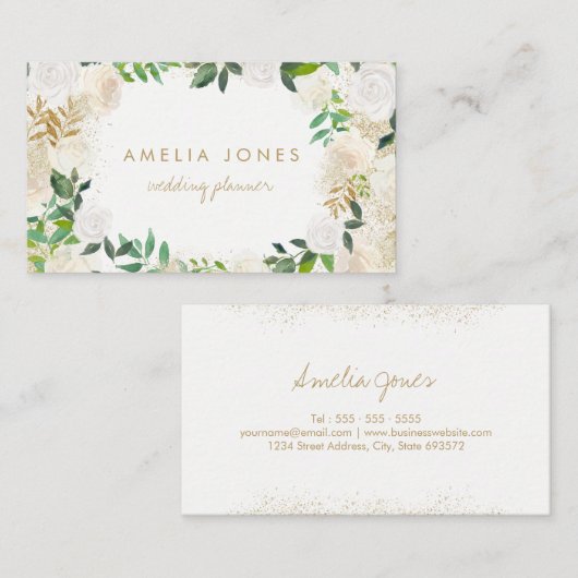 Moderne Gold Floral Way Business Card Visitenkarte (Vorne/Hinten)