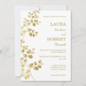 Moderne Gold Floral Wedding Einladung (Vorderseite)