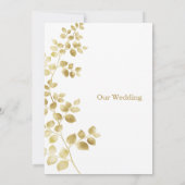 Moderne Gold Floral Wedding Einladung (Rückseite)