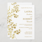 Moderne Gold Floral Wedding Einladung (Vorne/Hinten)