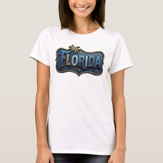 Moderne Gold FLORIDA Statement T-Shirt (Vorderseite)