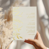 Moderne Gold Foil Blätter Hochzeit Folieneinladung