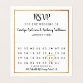 Moderne Gold Foil Calendar RSVP Card Visitenkarten (Innenseite Aufgefaltet)