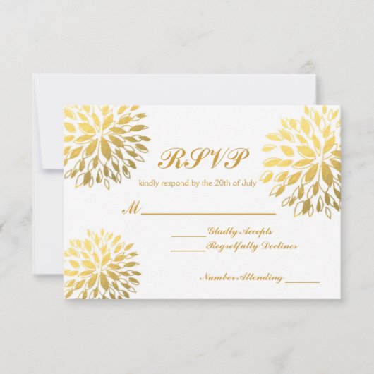 Moderne Gold Foil Floral Moderne UAWG Wedding Card RSVP Karte (Vorderseite)