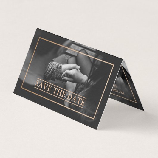 Moderne Gold Foil Foto Save the Date Karte (Vorderseite)