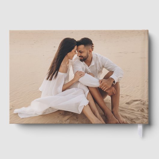 Moderne Gold Foil Script Foto Hochzeit Gästebuch (Rückseite)