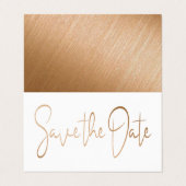 Moderne Gold Foil Script Foto Save the Date Card Visitenkarten (Außenseite Aufgefaltet)