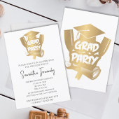 Moderne Gold Foil Stylish Script Graduation Party Einladung