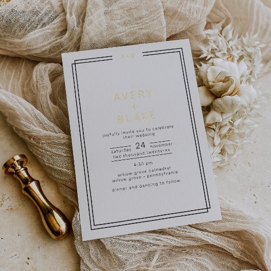 Moderne Gold Foil Wedding Einladung / AVERY Suite