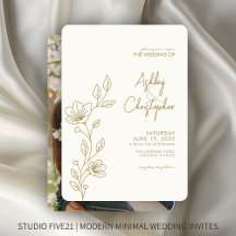 Moderne Gold Foliage Kontur Foto Hochzeit