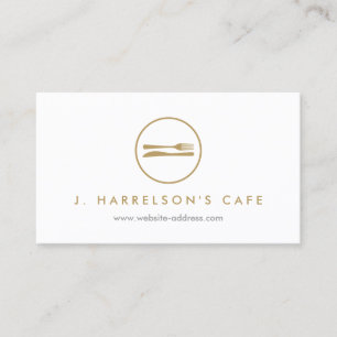 MODERNE GOLD FORK & KNIFE LOGO Business Card Visitenkarte