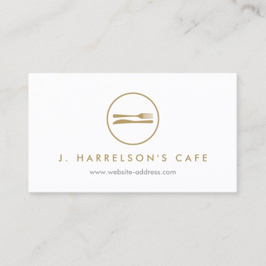 MODERNE GOLD FORK & KNIFE LOGO Business Card Visitenkarte (Vorderseite)