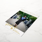 Moderne Gold Foto Abschluss Ankündigungskarte Folieneinladung (Gedreht)