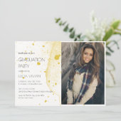 Moderne Gold Foto Graduation Party Einladung (Stehend Vorderseite)