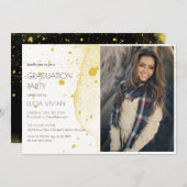 Moderne Gold Foto Graduation Party Einladung (Vorne/Hinten)