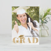 Moderne Gold Foto Graduation Party Einladung (Stehend Vorderseite)