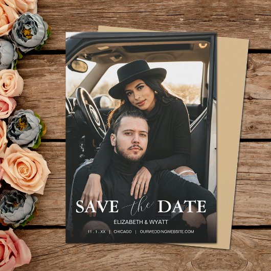 Moderne Gold Foto Hochzeit Save The Date