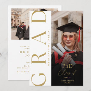 Moderne Gold-Foto-PhD-Abschlussfeier Einladung