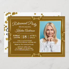 Moderne Gold Foto Renten Party Einladung