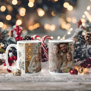 Moderne Gold-Foto-Schneeflocken-Muster Kaffeetasse