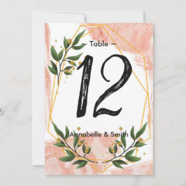 Moderne Gold Frame Elfenbeingrün-florale Tischnumm Einladung