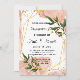 Moderne Gold Frame Elfenbeingrün-florale Verlobung Einladung