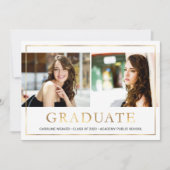 Moderne Gold Frame Foto Collage Graduation Party Einladung (Vorderseite)