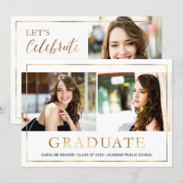Moderne Gold Frame Foto Collage Graduation Party Einladung