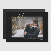 Moderne Gold Frohe Weihnachts Black Magnetic Card Magnetkarte (Vorne/Hinten)